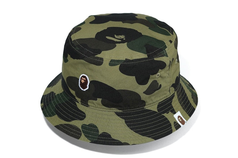 BAPE 1st Camo Ape Head One Point Bucket Hat Green