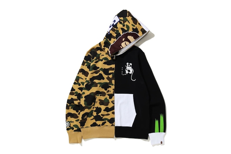 BAPE 1st Camo Ape Panda Half Full Zip Hoodie Yellow