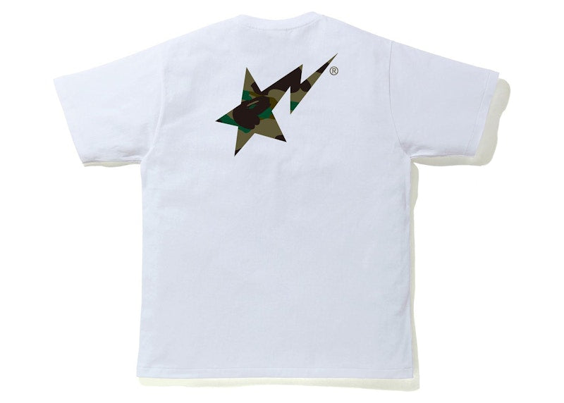 BAPE 1st Camo Bapesta Logo Tee White/Green