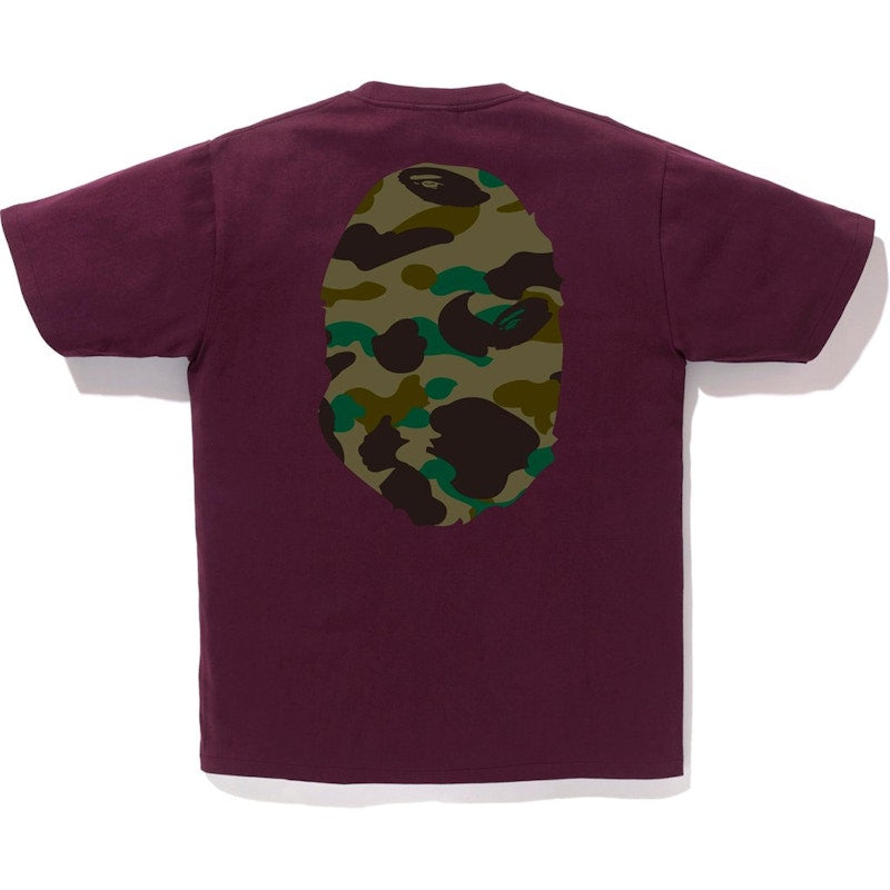 BAPE 1st Camo Big Ape Head Tee Burgundy/Green