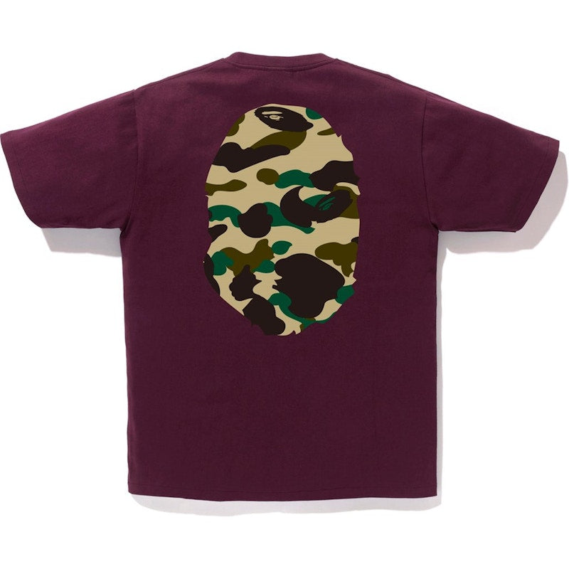 BAPE 1st Camo Big Ape Head Tee Burgundy/Yellow