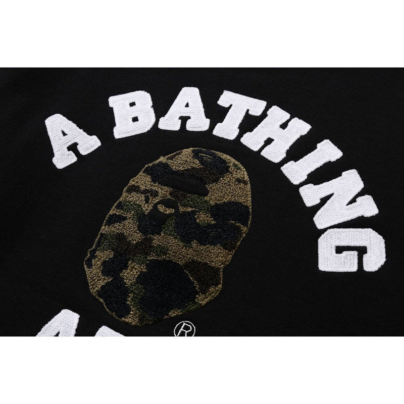 BAPE 1st Camo College Embroidered Crewneck Black