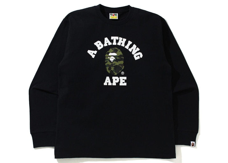BAPE 1st Camo College L/S Tee (SS21) Black/Green