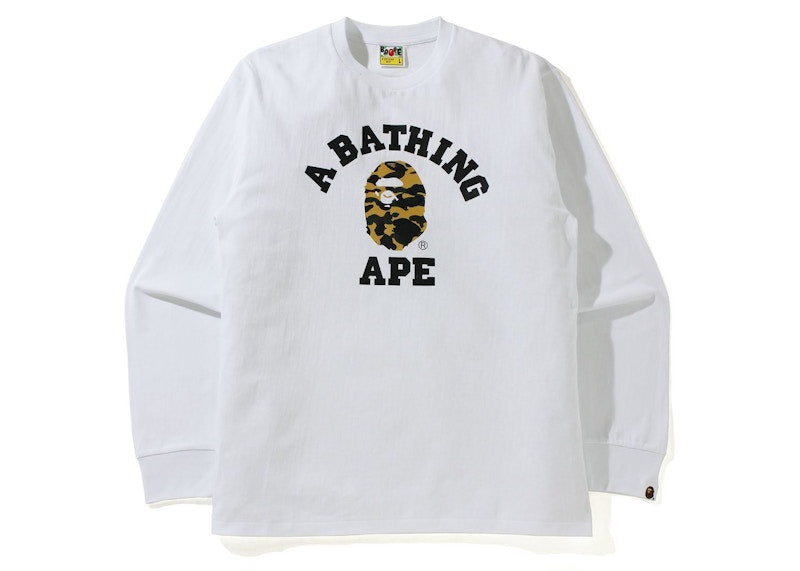 BAPE 1st Camo College L/S Tee (SS21) White/Yellow