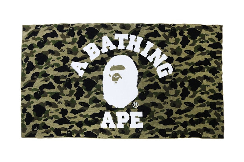 BAPE 1st Camo College Logo Beach Towel Green