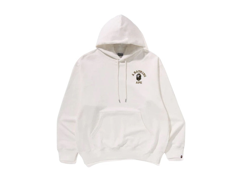 BAPE 1st Camo College Logo Relaxed Fit Pullover Hoodie Ivory