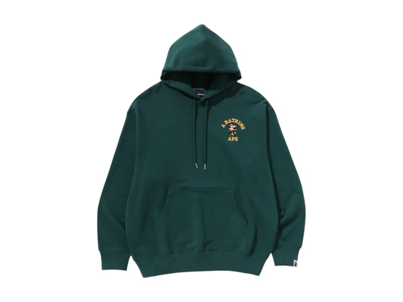BAPE 1st Camo College Logo Relaxed Fit Pullover Hoodie Olivedrab