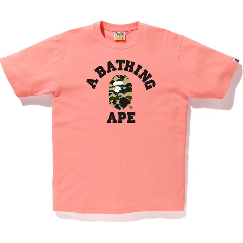 BAPE 1st Camo College Tee Pink/Yellow