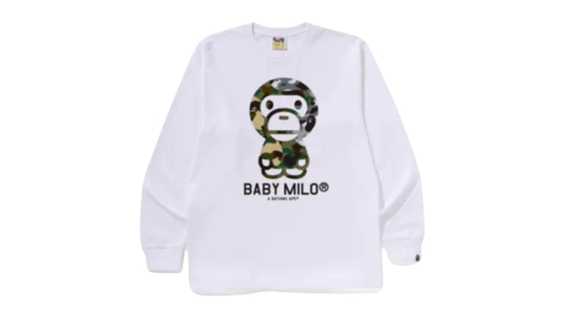BAPE 1st Camo Crazy Baby Milo L/S Tee Tee White