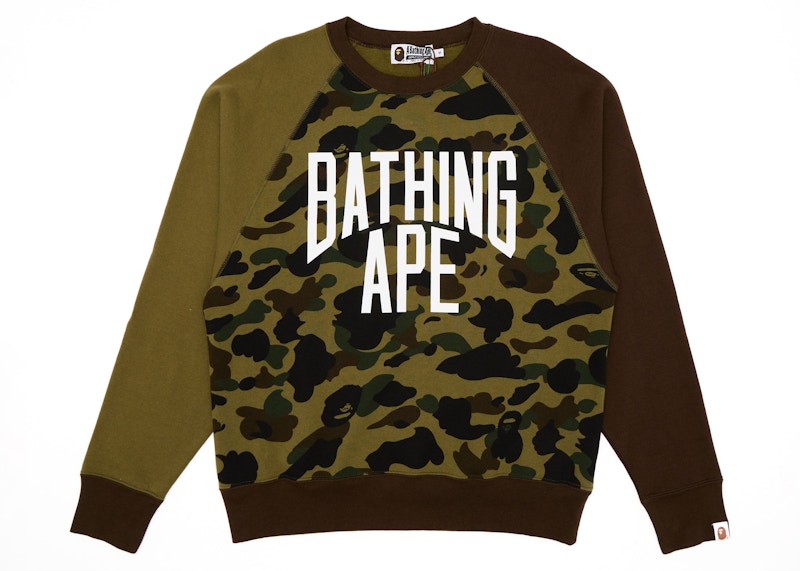 BAPE 1st Camo Crazy NYC Logo Relaxed Fit Crewneck Green