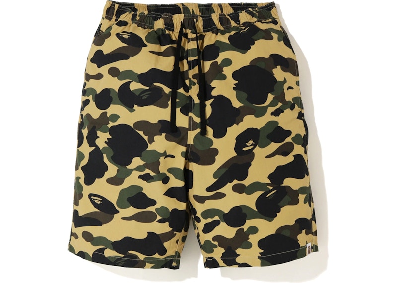 BAPE 1st Camo Drawstring Shorts Yellow