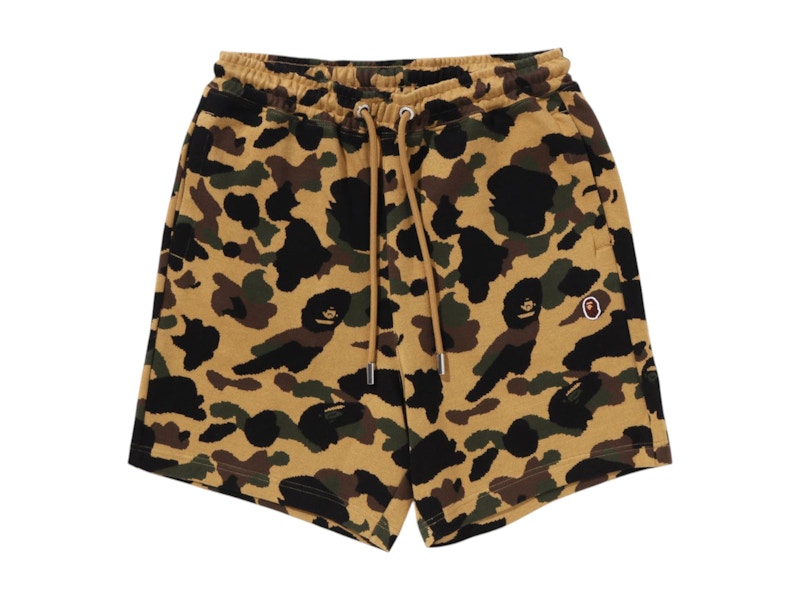 BAPE 1st Camo Jacquard One Point Relaxed Fit Sweat Shorts Yellow