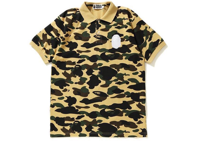BAPE 1st Camo Large Ape Head Polo (SS19) Yellow