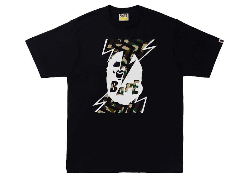 BAPE 1st Camo Lightning Ape Head Tee (SS22) Black/Yellow