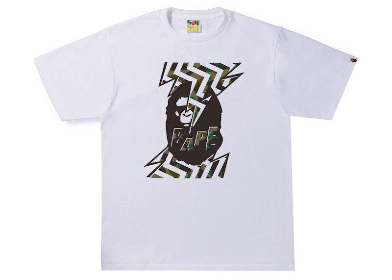 BAPE 1st Camo Lightning Ape Head Tee (SS22) White/Green