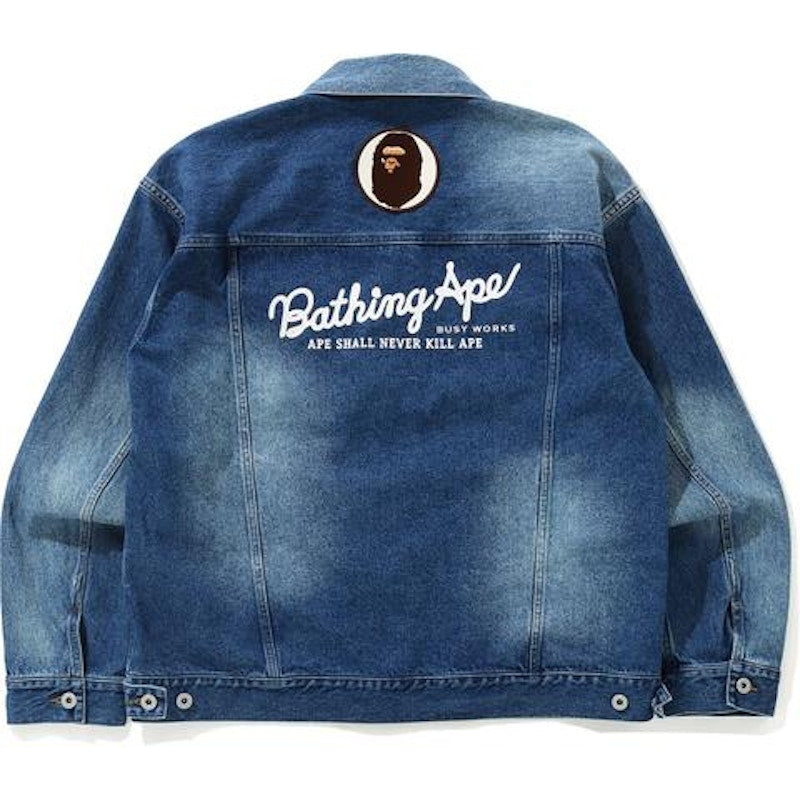 BAPE 1st Camo Loose Fit Hoodie Denim Jacket Indigo
