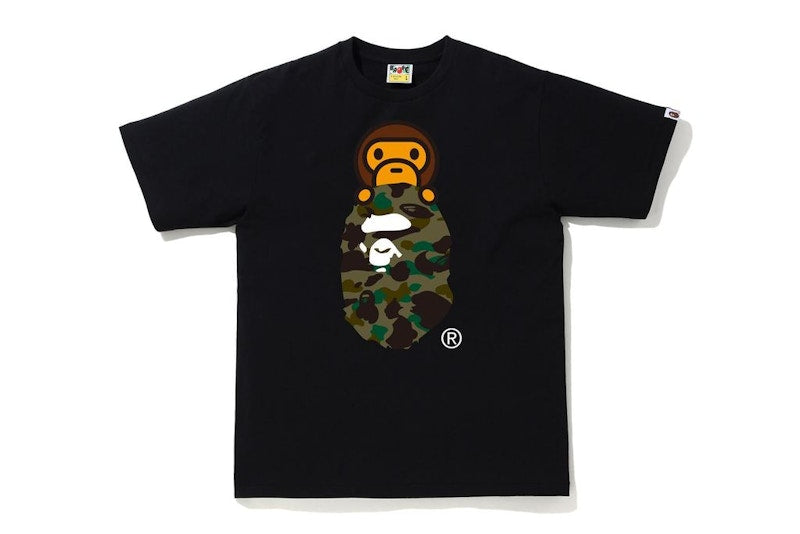 BAPE 1st Camo Milo On Ape Head Tee Black/Green