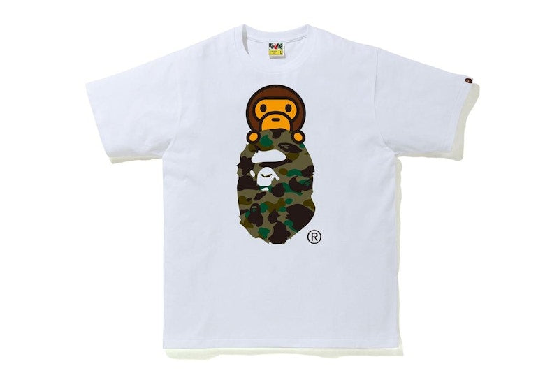 BAPE 1st Camo Milo On Ape Head Tee White/Green