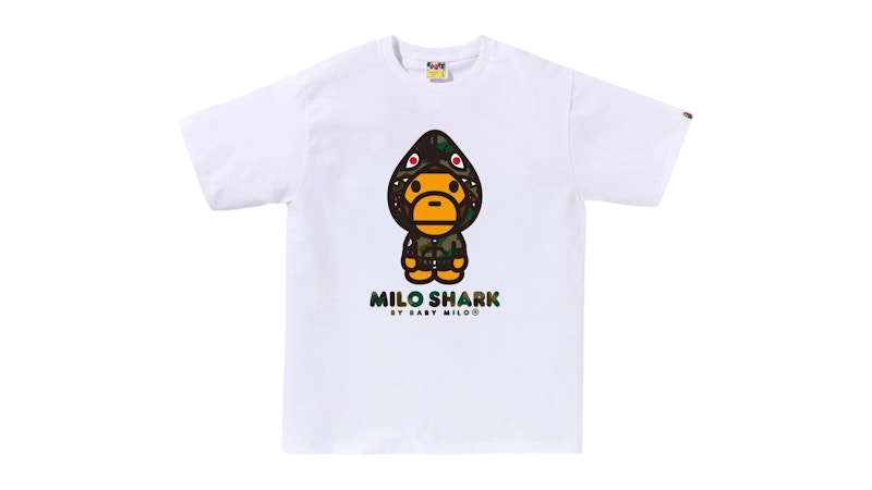 BAPE 1st Camo Milo Shark FZH Tee White/Green