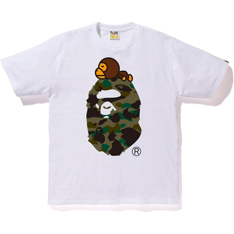 BAPE 1st Camo Milo on Big Ape Tee White/Green
