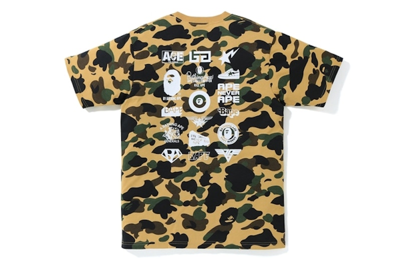 BAPE 1st Camo Multi Logo Tee Yellow