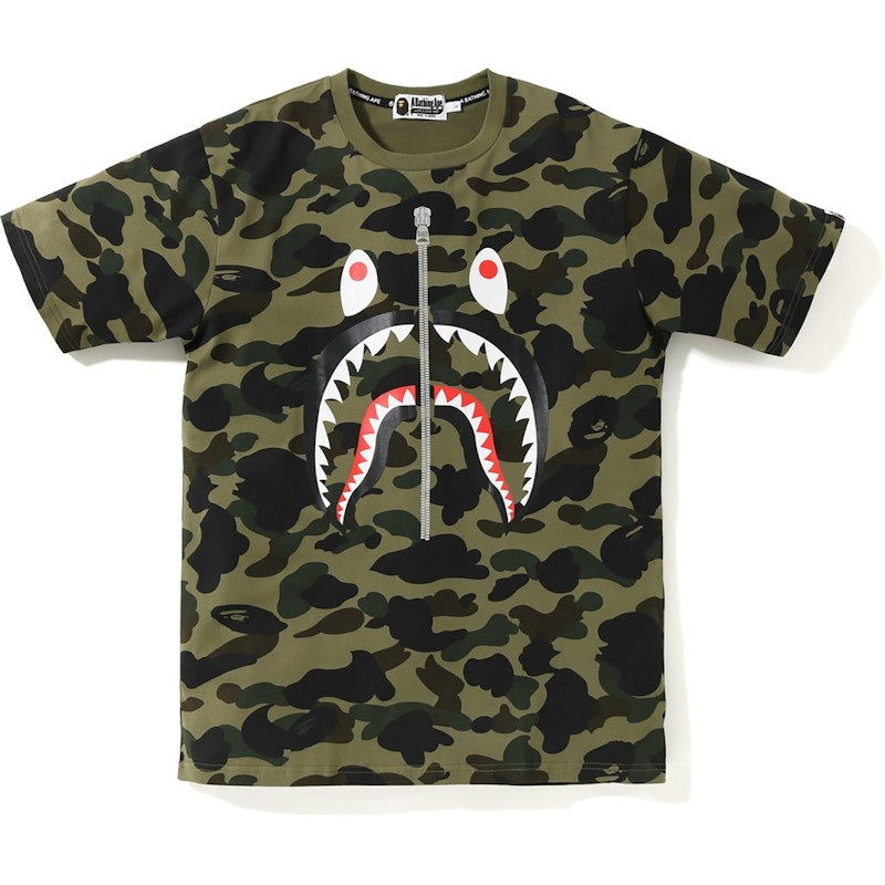 BAPE 1st Camo PONR Shark Tee Green