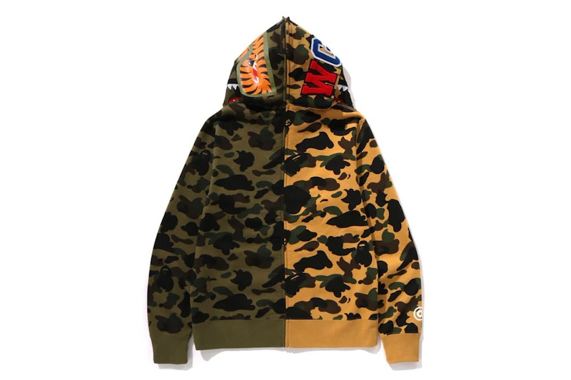BAPE 1st Camo Separate Shark Full Zip Hoodie Green