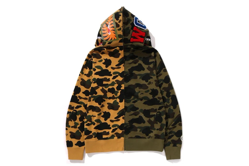 BAPE 1st Camo Separate Shark Full Zip Hoodie Yellow