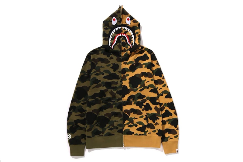 BAPE 1st Camo Separate Shark Full Zip Hoodie Yellow