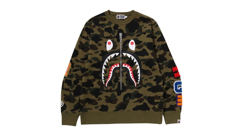 BAPE 1st Camo Shark Crewneck Sweatshirt Green