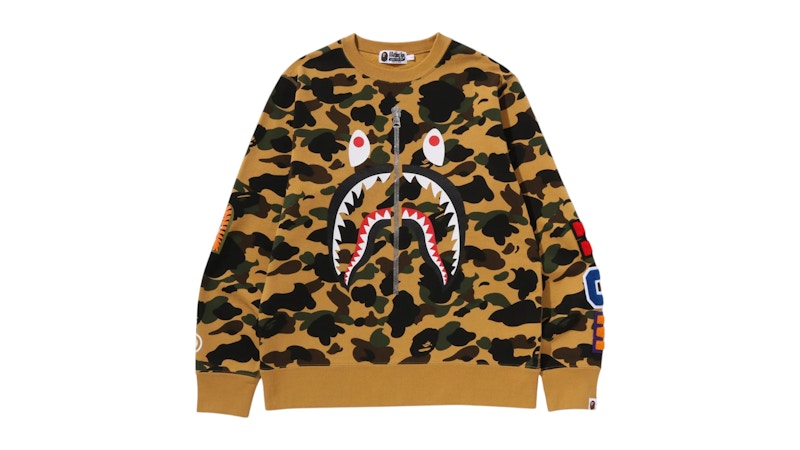BAPE 1st Camo Shark Crewneck Sweatshirt Yellow