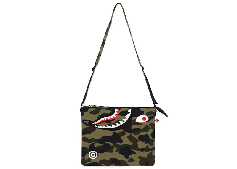 BAPE 1st Camo Shark Crossbody Bag Green