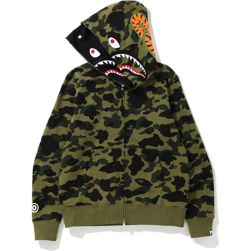 BAPE 1st Camo Shark Full Zip Double Hoodie Green