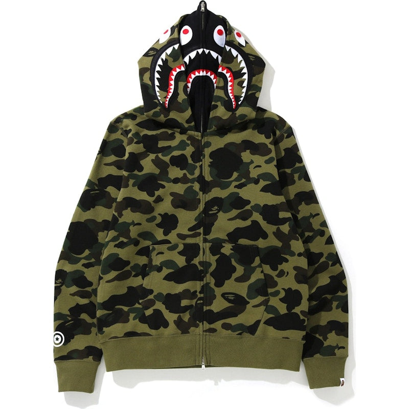 BAPE 1st Camo Shark Full Zip Double Hoodie Green