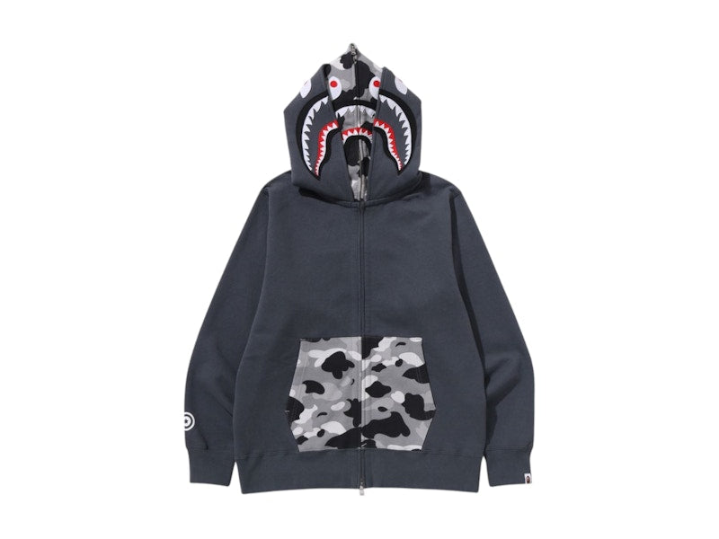 BAPE 1st Camo Shark Full Zip Double Hoodie Grey