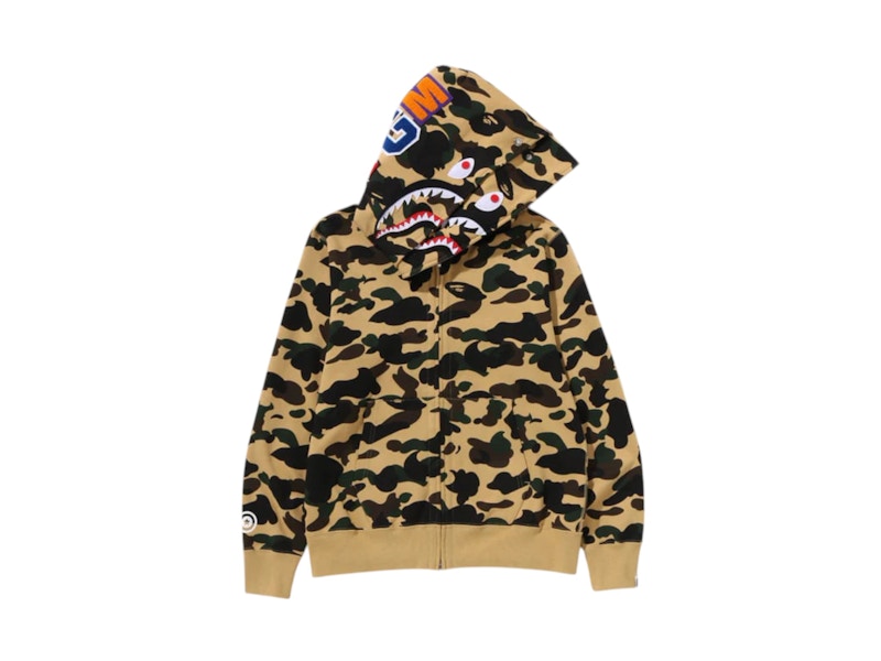 BAPE 1st Camo Shark Full Zip Double Hoodie (SS25) Yellow