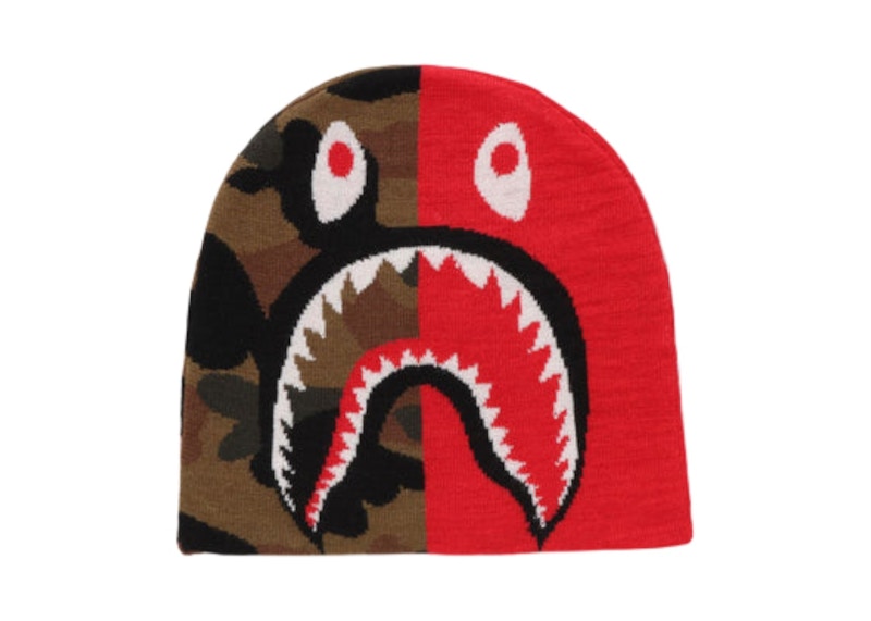BAPE 1st Camo Shark Knit Cap Red