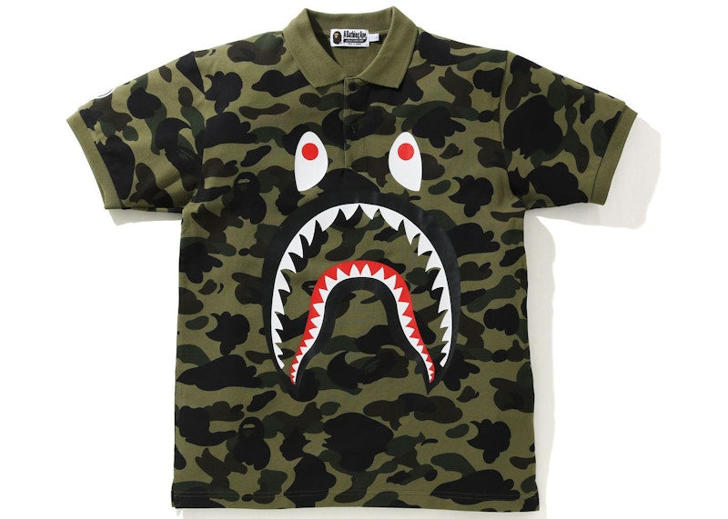 BAPE 1st Camo Shark Polo Green