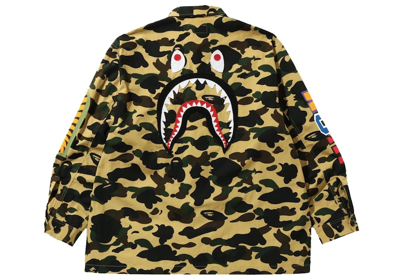 BAPE 1st Camo Shark Relaxed Fit Military Shirt Yellow
