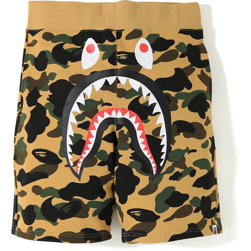 BAPE 1st Camo Shark Sweat Shorts Yellow