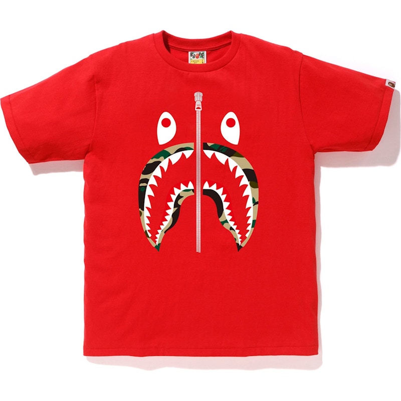 BAPE 1st Camo Shark Tee Red/Yellow