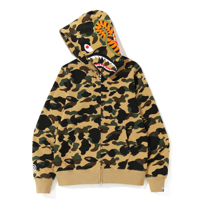 BAPE 1st Camo Shark Zip Hoodie Misted Yellow