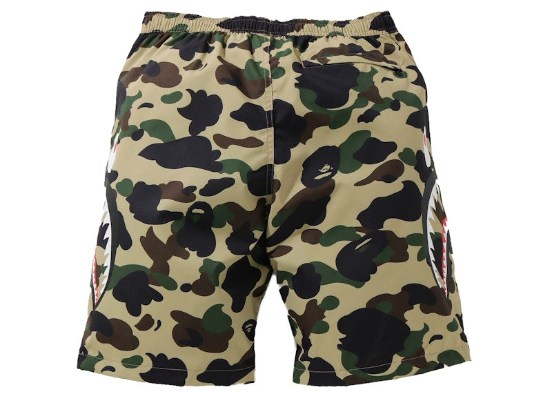 BAPE 1st Camo Side Shark Beach Shorts Yellow