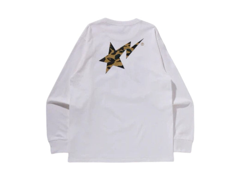 BAPE 1st Camo Sta L/S Tee White/Yellow