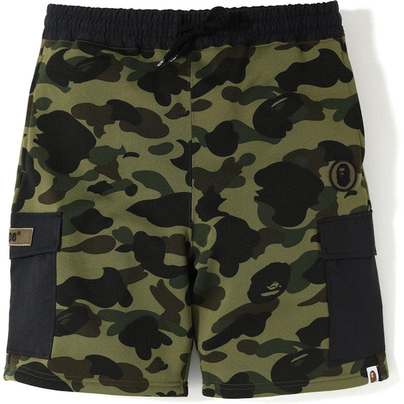 BAPE 1st Camo Sweat Cargo Shorts Green