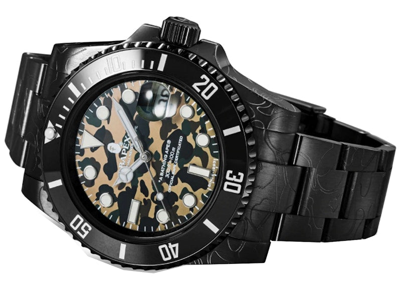 BAPE 1st Camo Type 1 BAPEX Watch Black/Yellow