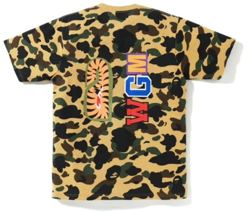 BAPE 1st Camo WGM Shark Tee Yellow