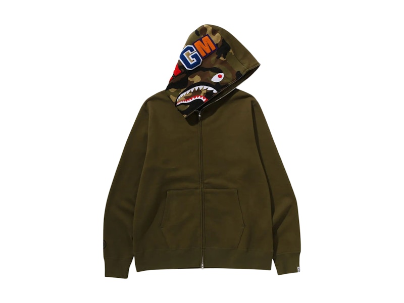 BAPE 1st Shark Full Zip Hoodie Olivedrab