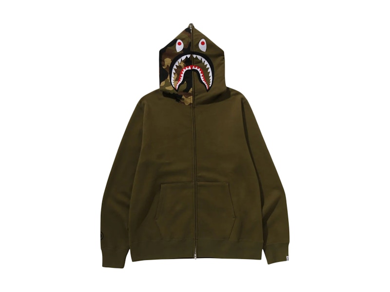 BAPE 1st Shark Full Zip Hoodie Olivedrab