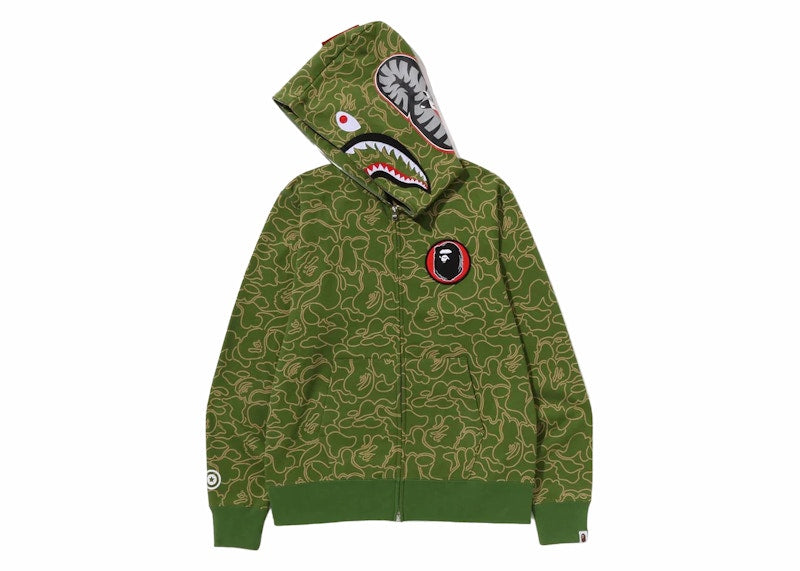 BAPE 30th Anniversary Line Camo Shark Full Zip Hoodie Green